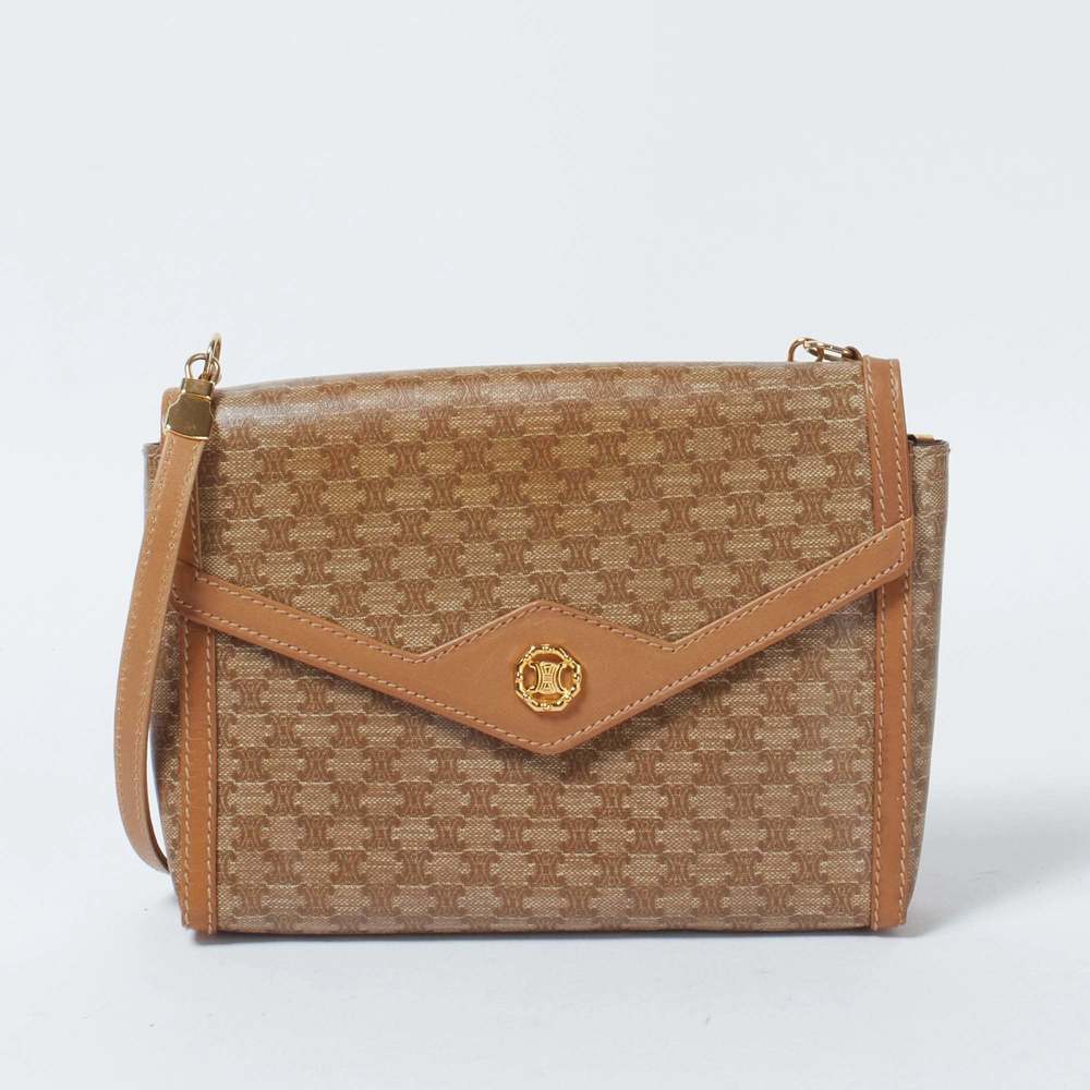 Celine Beige Macadam Leather Triomphe Shoulder Bag - image 1